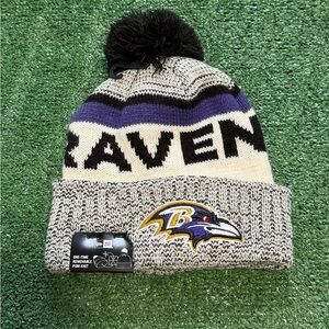 NFL Baltimore Ravens Embroidered New Era Removable Pom Knit Cap/ Beanie